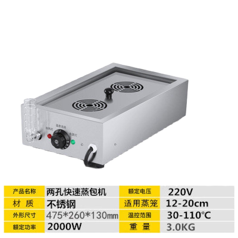 商用蒸包炉四孔小型台式蒸包机黄金蛋沙县饺子包子电蒸炉早餐小笼包蒸锅 两孔普通家用