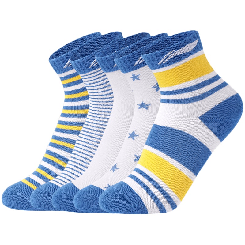 李宁童短筒短袜男女小童官方旗舰运动生活系列五双装运动袜