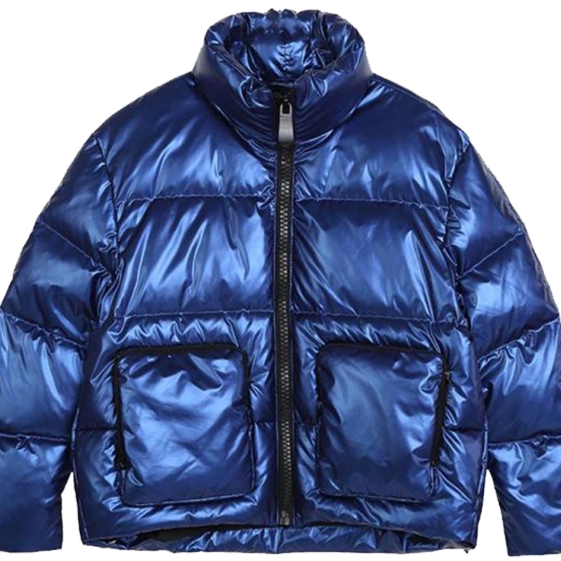 拉夏贝尔羽绒服女2019年新短款爆宽松小个子韩版时尚亮面包服加厚潮10023575