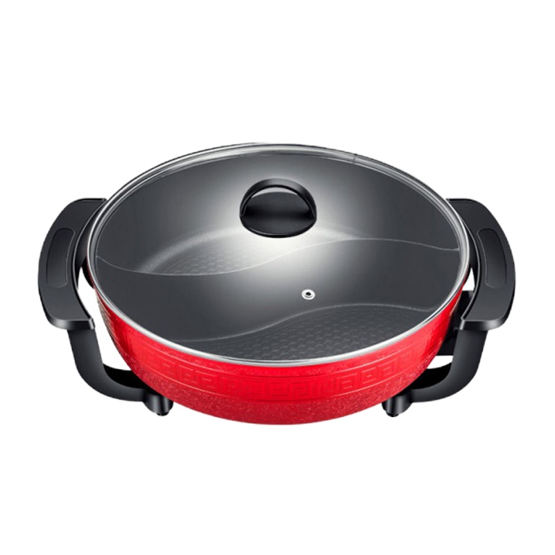 鸳鸯家用电火锅法耐(FANAI)宿舍多功能电热锅炒菜蒸煮烧涮烤一体不粘锅2-8人 圆锅送木铲