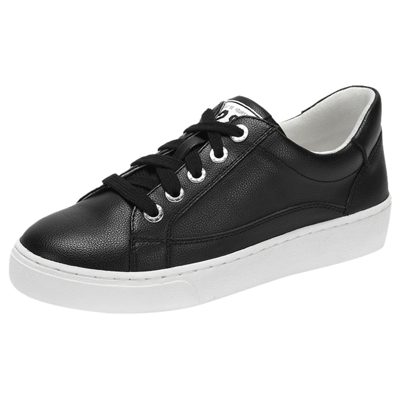 Daphne/达芙妮简约纯色系带板鞋日常休闲圆头小白鞋女