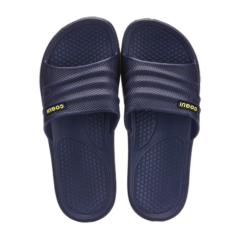 酷趣coqui情侣款居家简约舒适休闲轻质透气沙滩洗澡凉拖鞋男款 深蓝色44-45码 CQ-7922