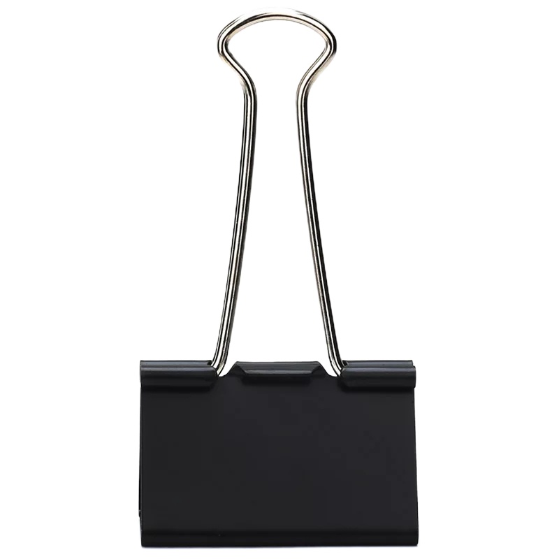 得力8561-1#黑色长尾票夹51mm(筒装)(黑)(12只/筒)`