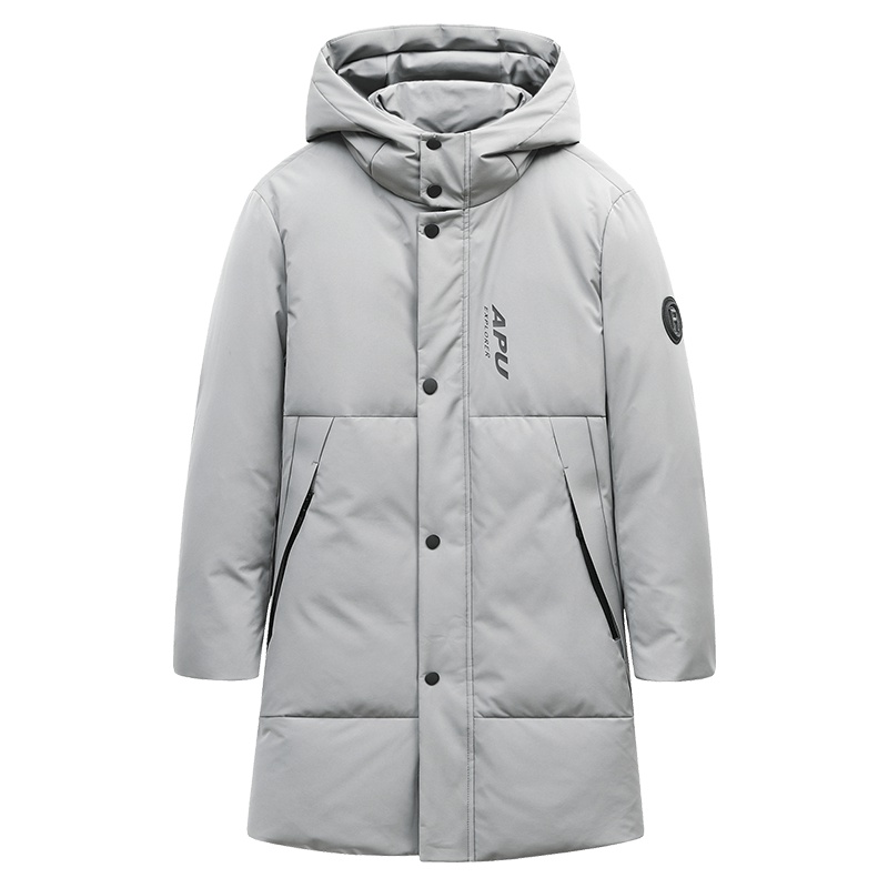 雪中飞羽绒服男中长款韩版宽松青少年帅气潮流连帽保暖羽绒外套厚