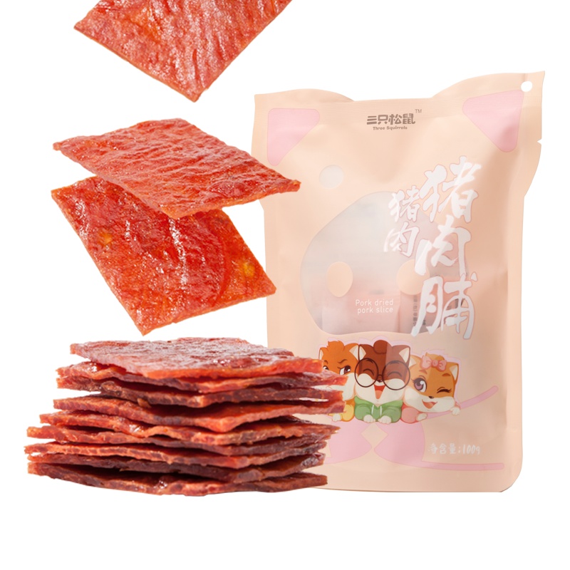 满300减210[三只松鼠_猪肉脯100g]休闲零食卤味小食猪肉干靖江特产
