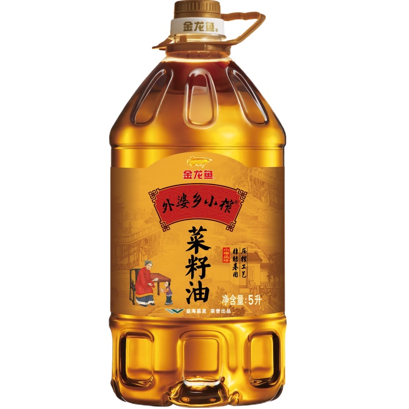 金龙鱼外婆乡小榨非转基因菜籽油5L/桶香浓物理压榨工艺地道香醇食用油精选优质油菜籽纯物理小榨工艺风味纯正地道清香