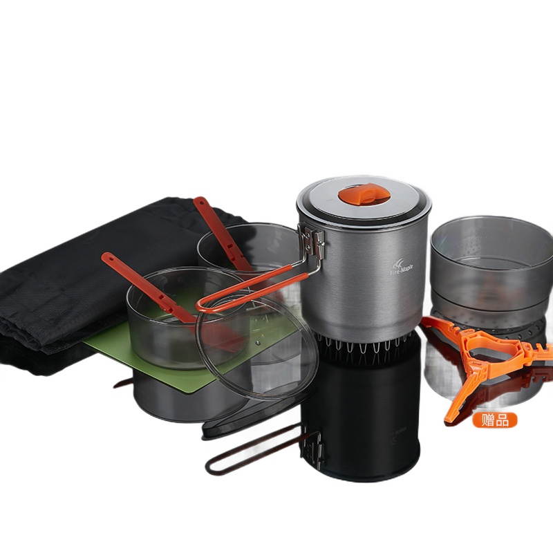 火枫行侠蒸煮套装集热煮锅蒸盘户外徒步旅行便携炉炊具套装带小碗