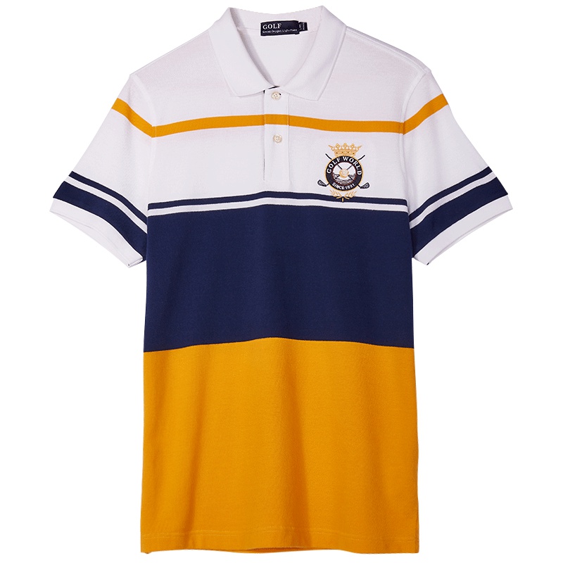 GOLF/高尔夫夏季条纹短袖t恤男翻领保罗男装美式休闲polo衫