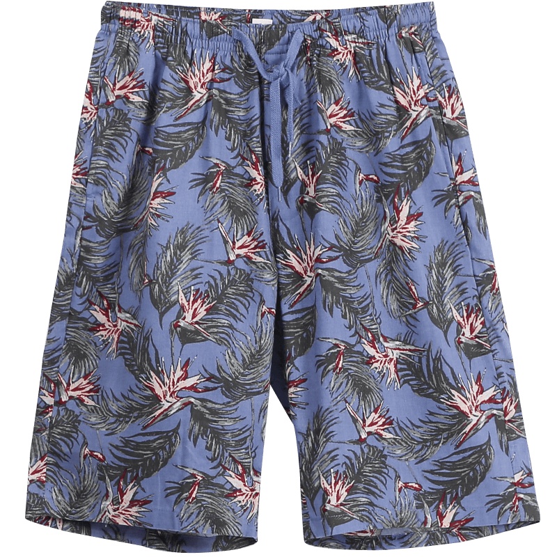 红豆居家(Hodohome)春夏男式梭织印花沙滩裤男士休闲度假风宽松家居裤