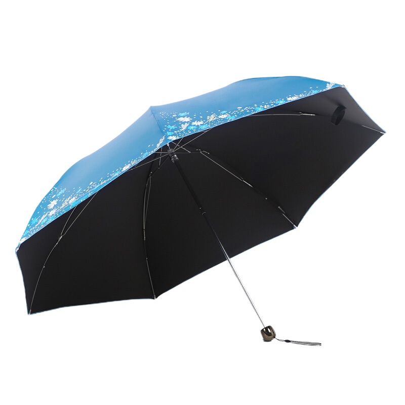 天堂 雪月风花铅笔晴雨伞 三折黑胶防紫外线遮阳