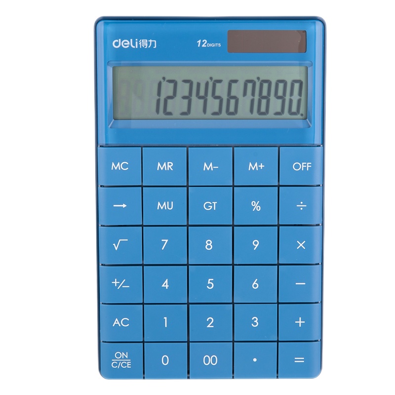 得力(deli) 计算器大按键多功能办公商务型多彩便携计算器太阳能 1589蓝色