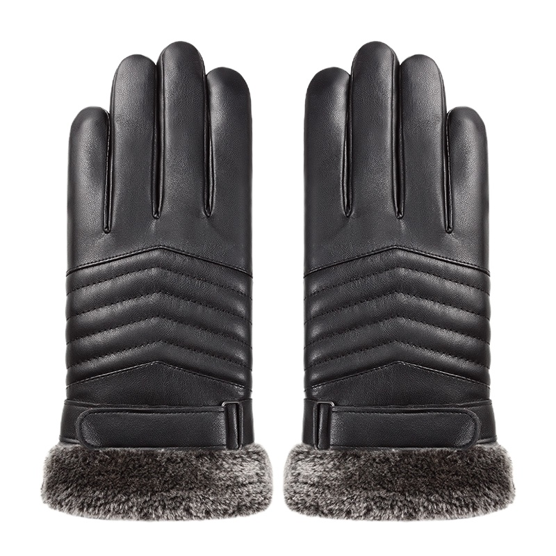 南极人手套男冬季户外骑行摩托车防风防泼水加绒加厚骑车保暖触屏男士棉皮手套 N18M658 箭头款黑色 均码