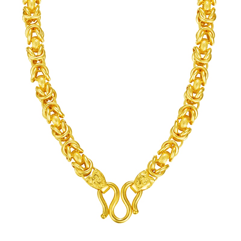 壹仟俩金方泰龙骨心型扣项链男士足金999首饰老板龙骨链项坠计价