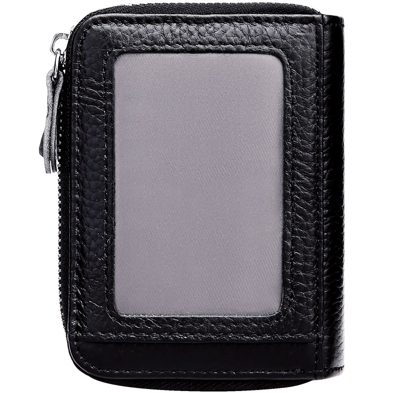 第九城（V.NINE） 卡包男士头层牛皮多卡位零钱包大容量零钱包防读取保护卡套透明窗名片夹