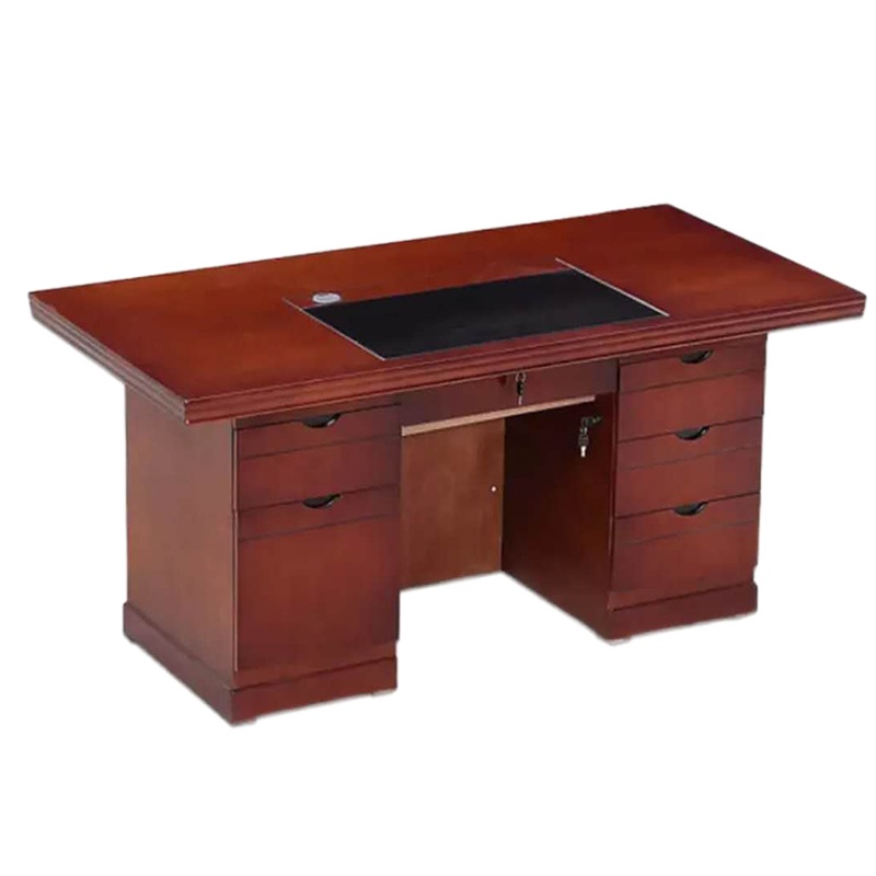 职员办公桌 中班台主管桌贴木皮经理桌 1400*700*750mm(含钢制网面椅)