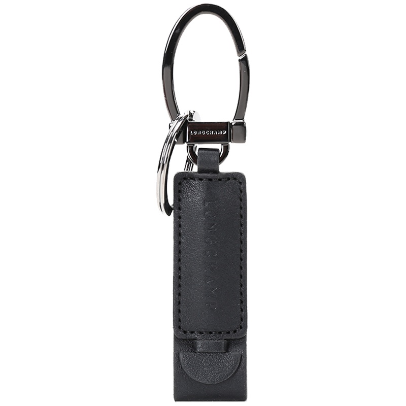 Longchamp 珑骧 Longchamp 3D 男士系列黑色金属配皮钥匙圈 5437 770 001