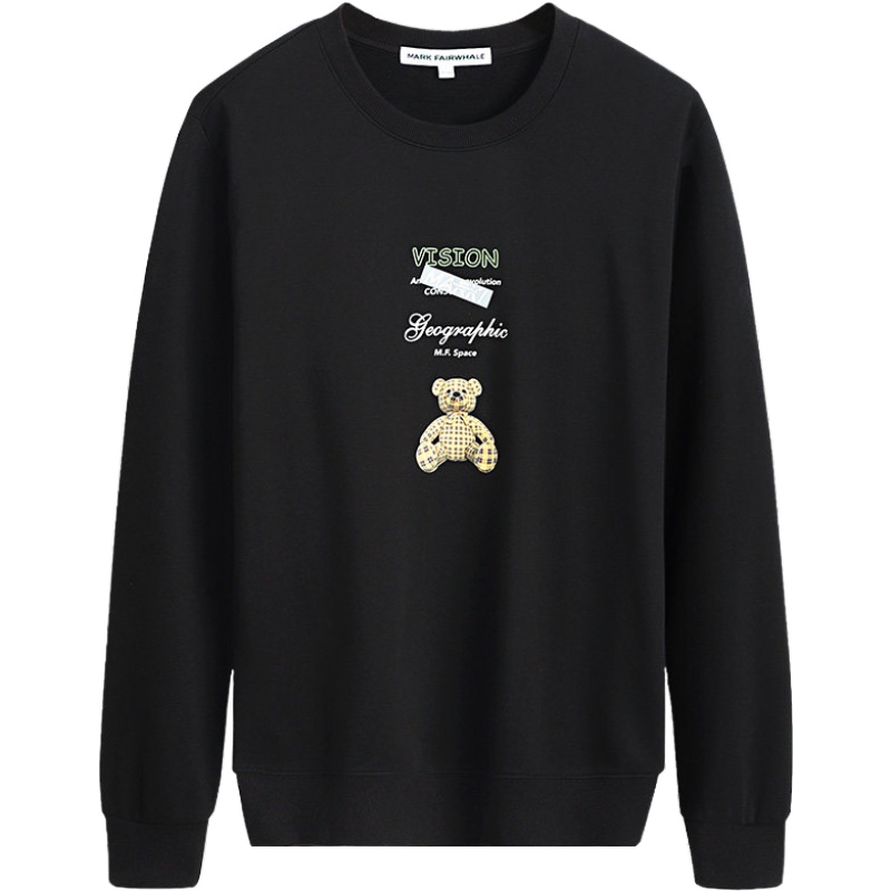 马克华菲卫衣男圆领2020年秋季新款潮牌运动外套小熊潮流黑色秋装