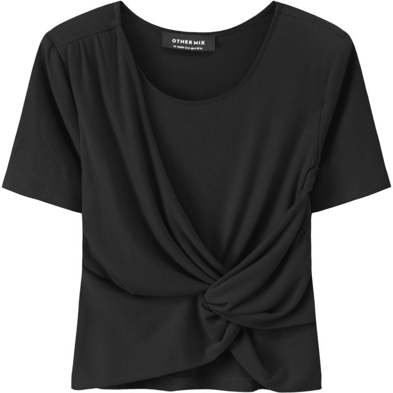 OtherMix肌理打扭T恤女2021年夏季新款纯色修身潮流圆领短袖上衣