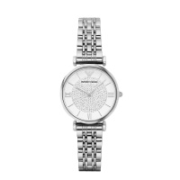 阿玛尼(Emporio Armani)满天星手表 镶钻钢质表带时尚休闲石英表 女 AR1925