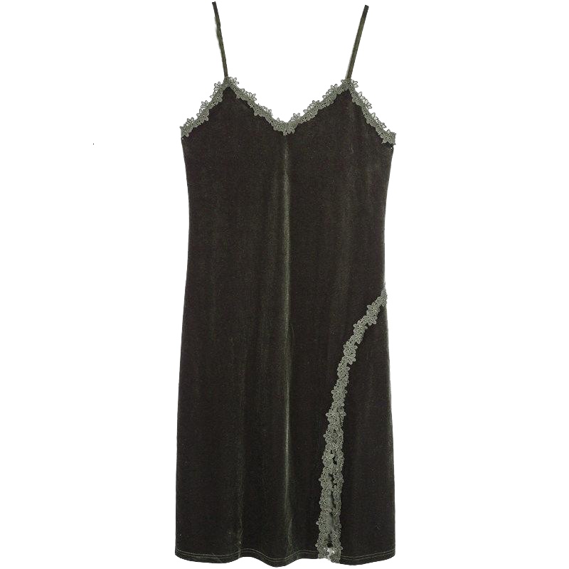 拉夏贝尔Candie’s秋装女新款复古蕾丝花边吊带裙子连衣裙30074225