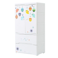 Yeya也雅双开门收纳柜抽屉式婴儿塑料儿童简易宝宝衣橱衣柜 组装 5层 SG-06A35