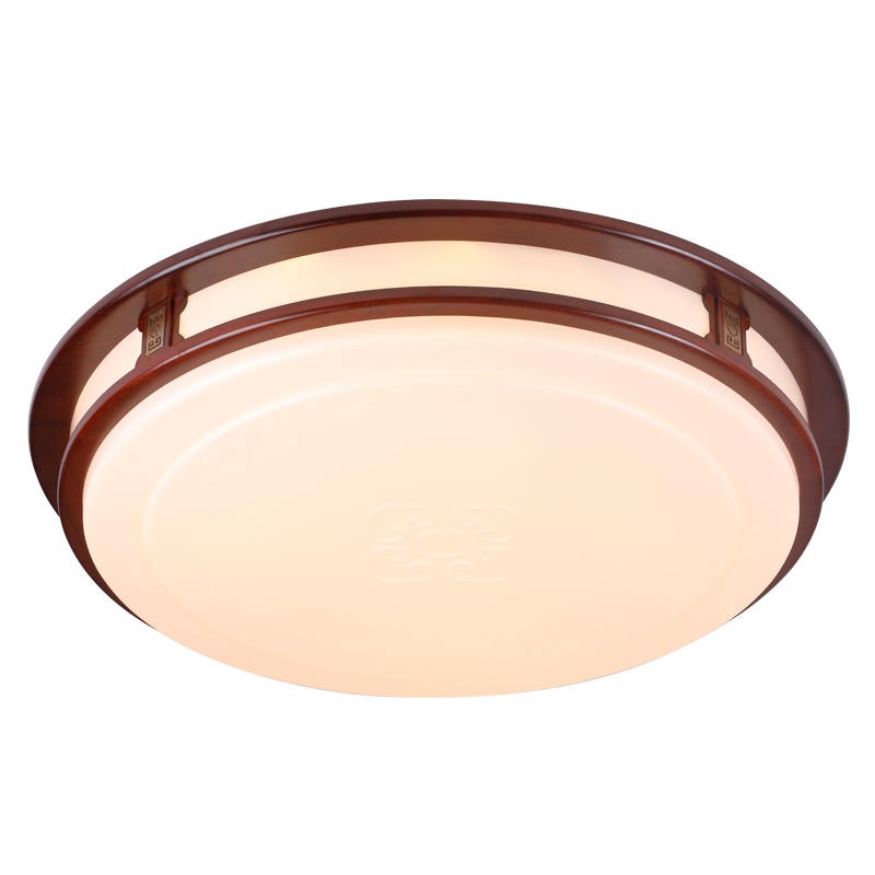 华阁 中式吸顶灯乌檀木实木圆形仿古铜客厅灯卧室书房餐厅阳台LED中国风灯具8811W