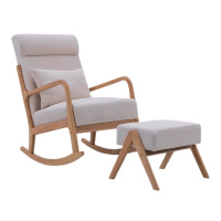 北欧实木摇摇椅现代简约原木单人布艺沙发家用可拆洗懒人阳台摇椅