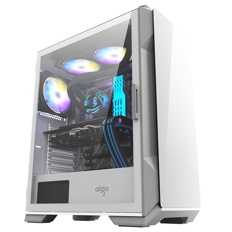 爱国者月光宝盒 T12 白色玻璃侧透 电竞机箱DIY组装整机电脑游戏商务办公主机箱