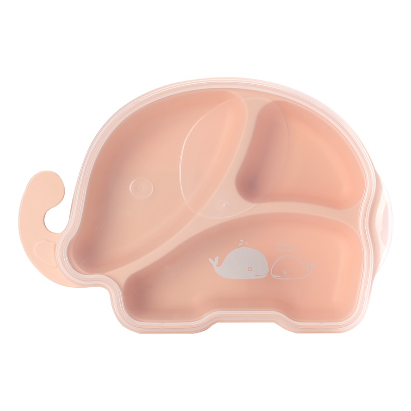 babycare宝宝餐盘 儿童餐具创意卡通盘子 可爱家用分格盘 香槟粉 2320