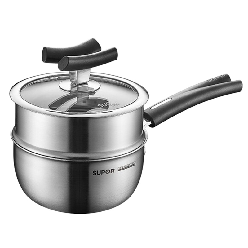 苏泊尔(SUPOR)汤锅 CT16JA1 晶盾加厚304不锈钢材质电磁炉燃气灶适用汤蒸多用锅直径16cm婴儿辅食锅