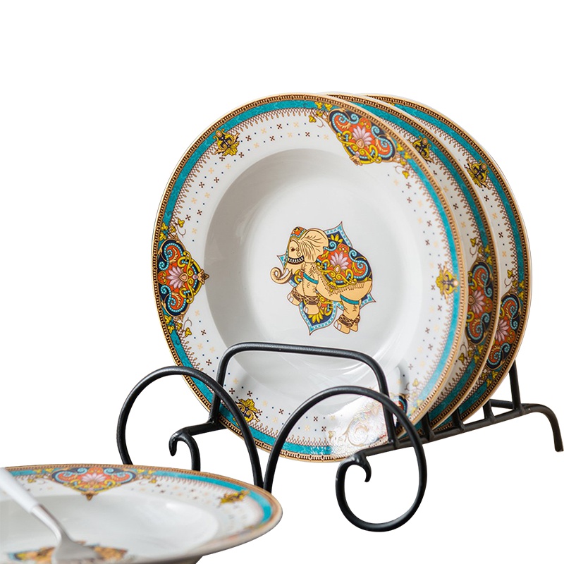 亿嘉IJARL 泰式风情菜盘水果盘曼谷风情系列8寸汤盘4只装