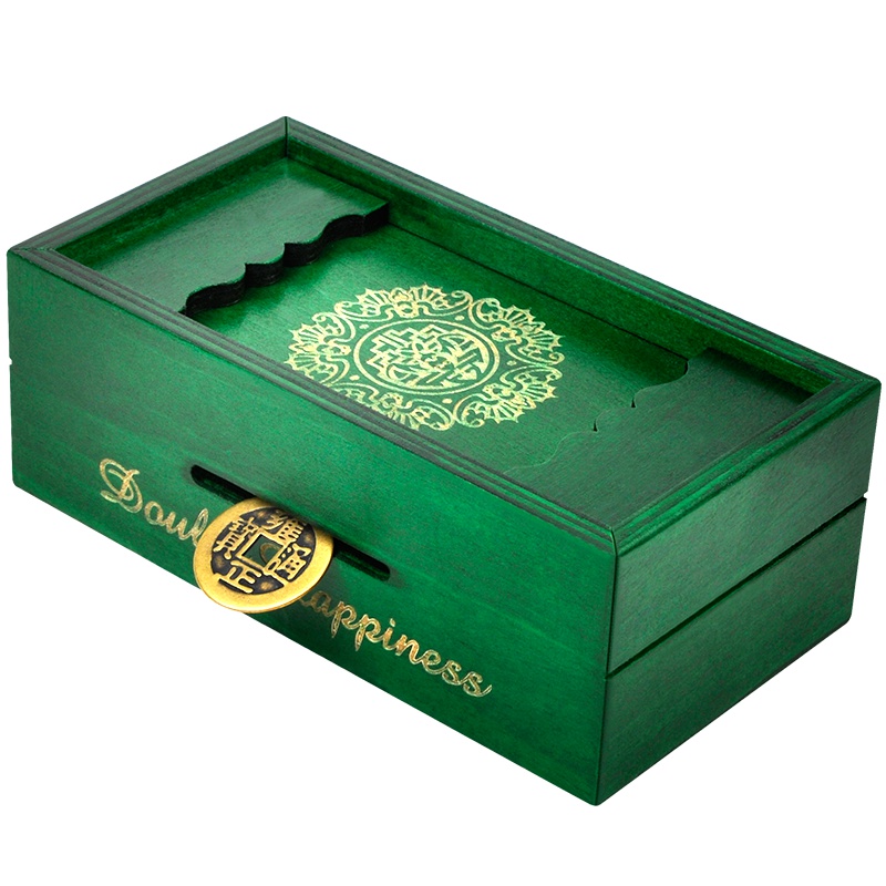 米米智玩 四喜魔盒创意解锁玩具 木质机关储存盒 减压解锁解套 恭喜发财