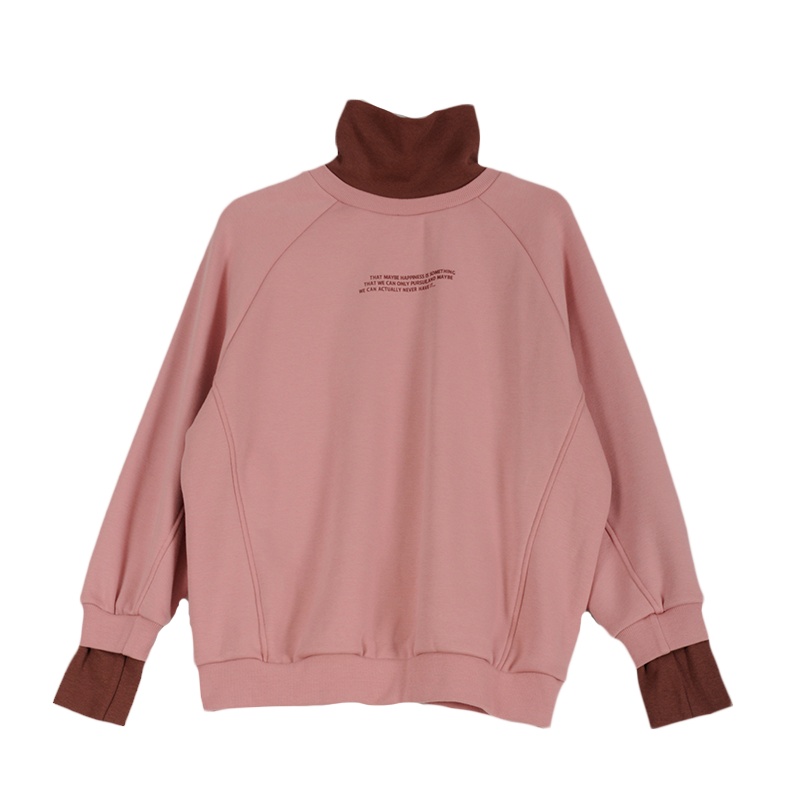 拉夏贝尔Laetia韩版拼接显瘦套头半高领卫衣911611822