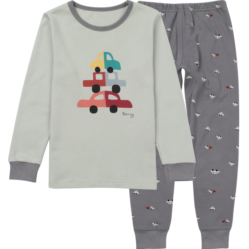 小红豆儿童纯棉内衣套装精梳棉男童柔软舒适秋衣秋裤套装儿童低圆领套装