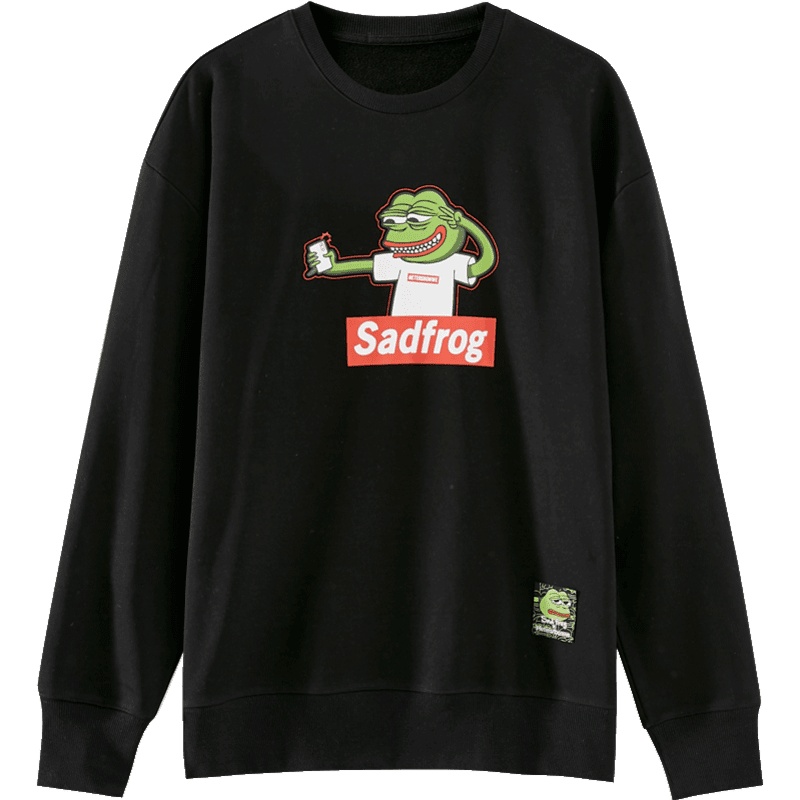 美特斯邦威悲伤蛙联名卫衣男情侣新款春季佩佩蛙卡通宽松圆领