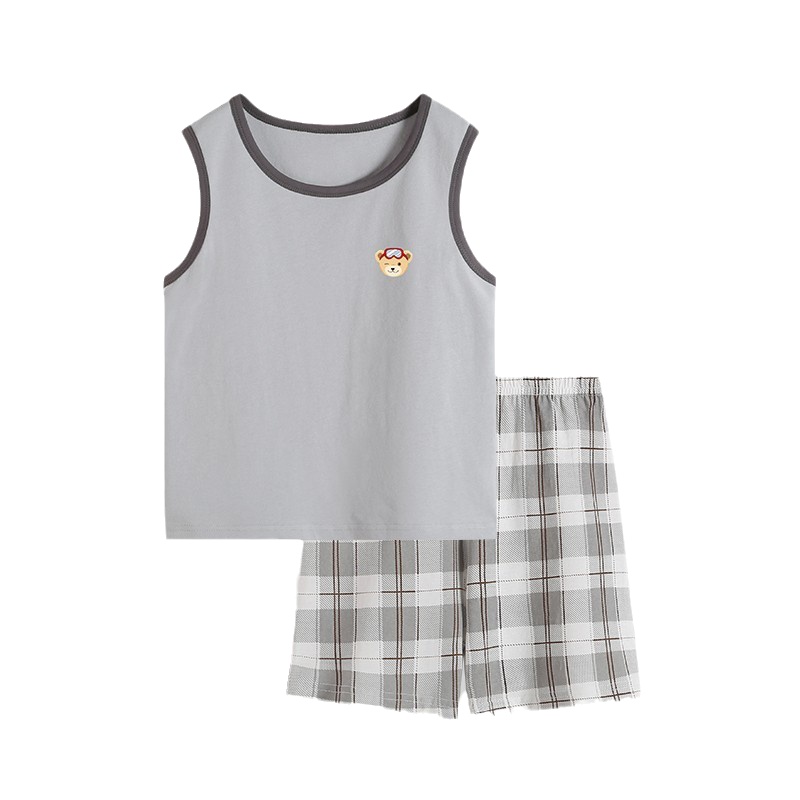 精典泰迪男童背心套装2021夏季新款儿童家居服套装