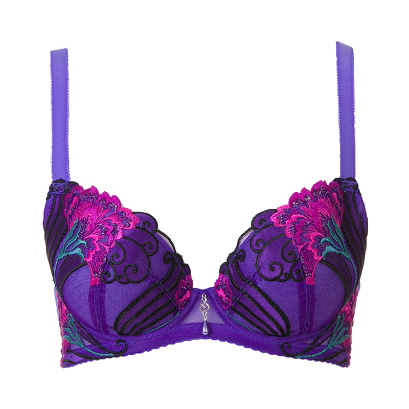 古今大胸红色本命年3/4杯刺绣薄款聚拢美背文胸罩内衣女 0G203