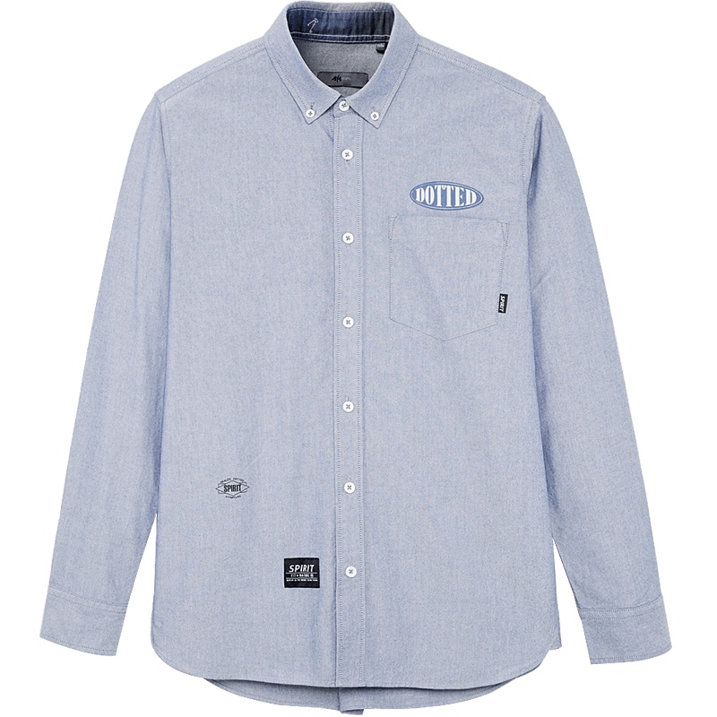 黑鲸字母印花长袖衬衫秋季男装贴标装饰休闲衬衣男CNEAJ38069A