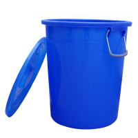 蓝色带盖塑料桶垃圾桶100L