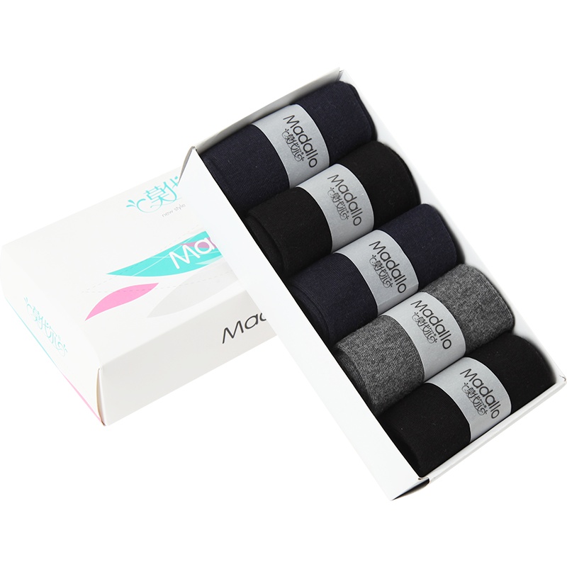莫代尔 男士短袜5双装商务纯色棉袜透气舒适袜子