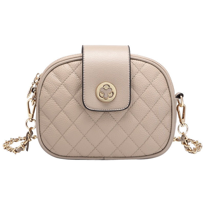 高尔夫GOLF包包女包百搭潮韩版单肩斜挎包女时尚菱格链条小圆包