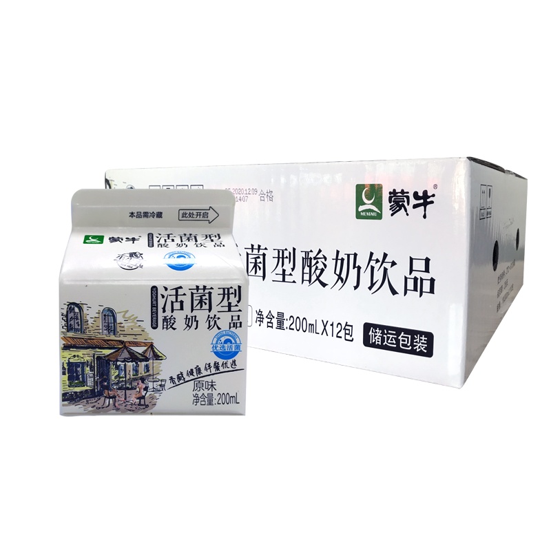 蒙牛 屋顶包 活菌型 小酸奶200ml*12盒装 整箱装