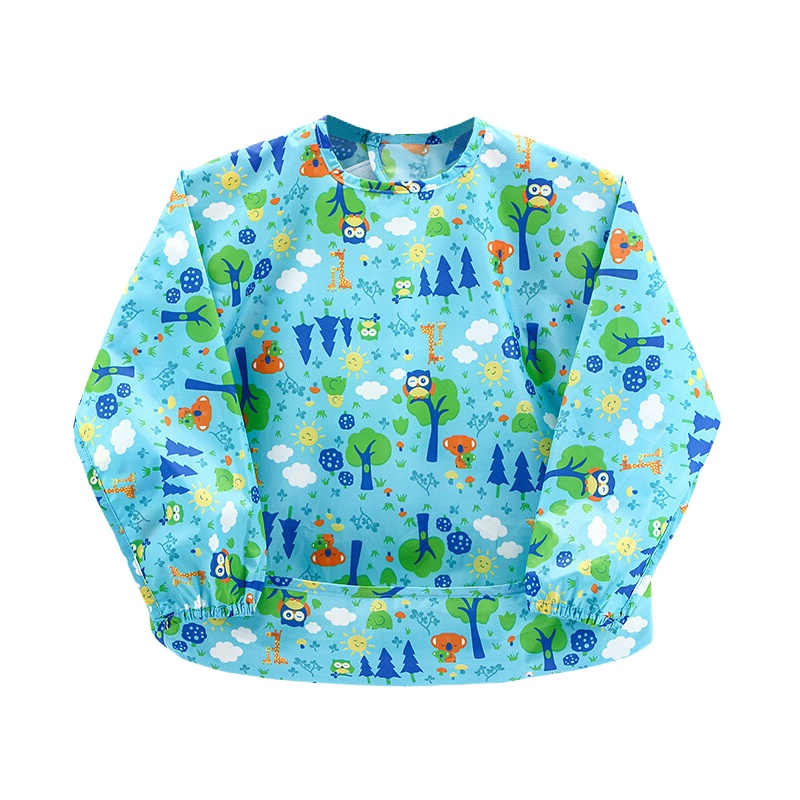 gb好孩子宝宝吃饭罩衣婴儿幼儿儿童防水反穿衣长袖罩衫围裙画画罩衣吃饭围兜粉红色-100*1