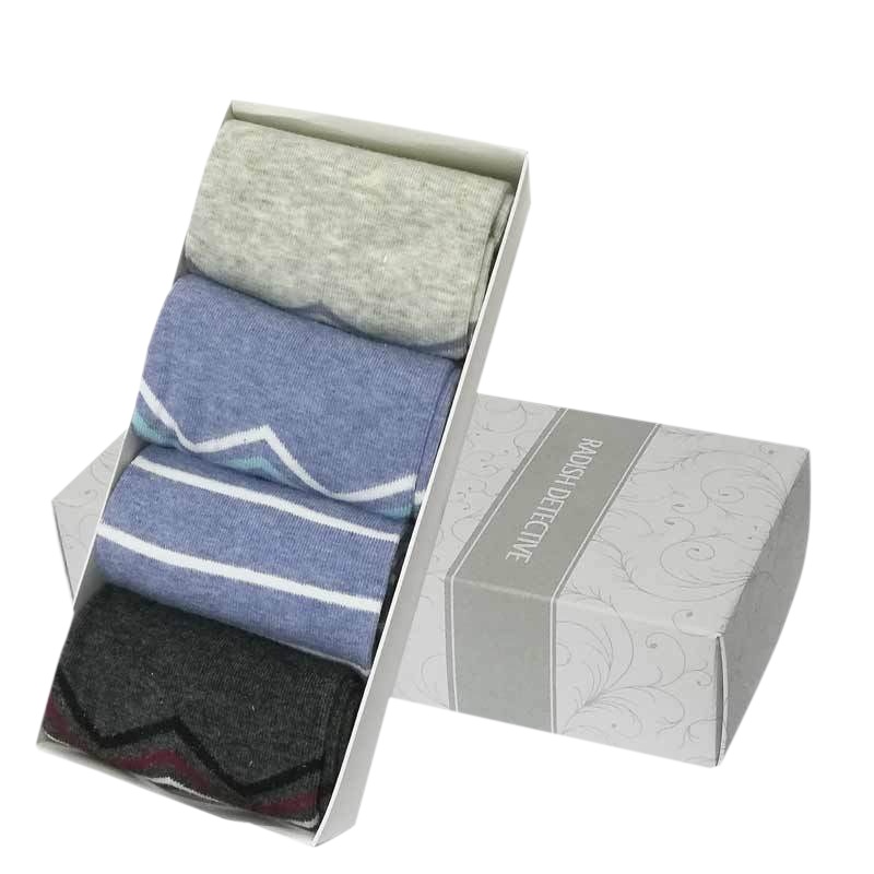 萝卜探长男士成人袜中筒四季款潮牌男袜子精致礼盒装四双装