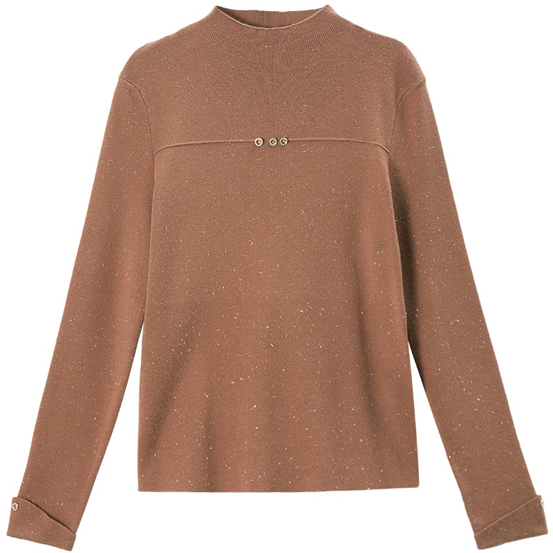 OSA欧莎白色长袖半高领针织打底衫上衣女秋冬2021年新款内搭毛衣