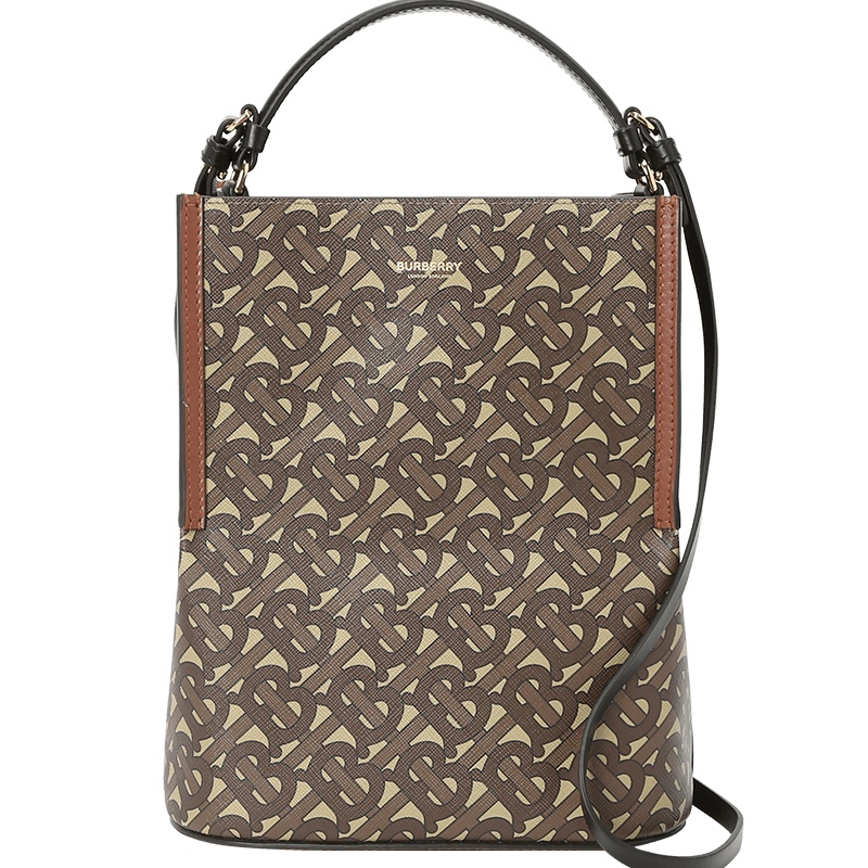博柏利 BURBERRY PEGGY 水桶包小号 字母印字标TB LOGO织物 女士手提包 8026825