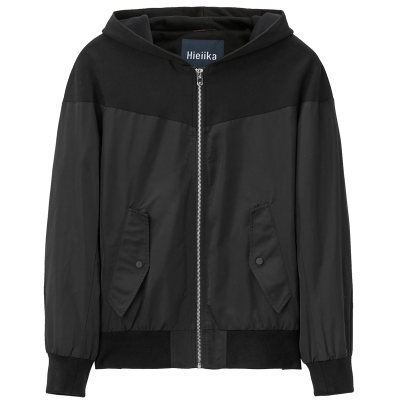 海一家2019秋季连帽韩版宽松时尚潮流带扣口袋休闲夹克男