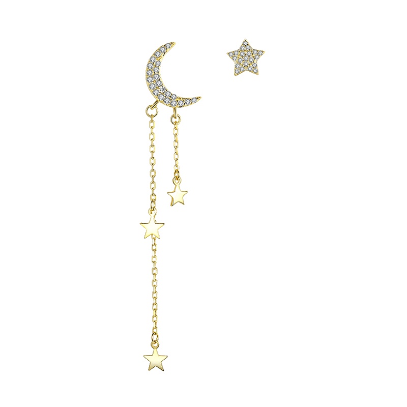 佰色传情(BRIR) S925银耳饰星月时尚镀金银饰品