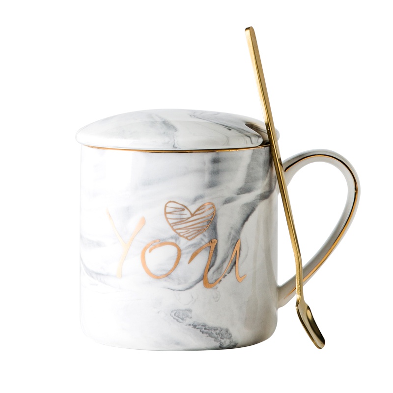 亿嘉IJARL 陶瓷咖啡杯水杯创意早餐牛奶杯子办公马克杯 大理石纹系列
