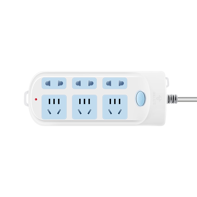 公牛(bull)GN-609全长3米6插位总控开关新国标带儿童保护门大孔间距插座/接线板/排插/拖线板/插排蓝白色